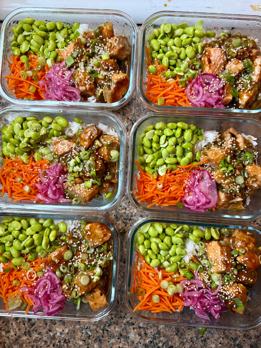Honey Sesame Salmon Bowls - 45g protein